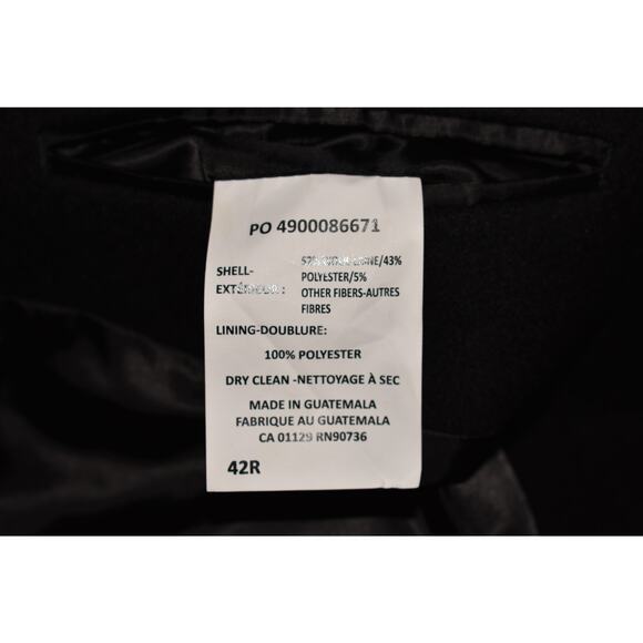 CALVIN KLEIN $200 Black Wool‎ Blend Button Front Overcoat Dress Coat Men's 42R - Picture 4 of 5